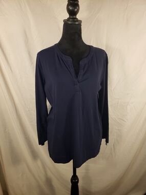 Jones New York Navy V-Neck Long-Sleeve Tunic - XL